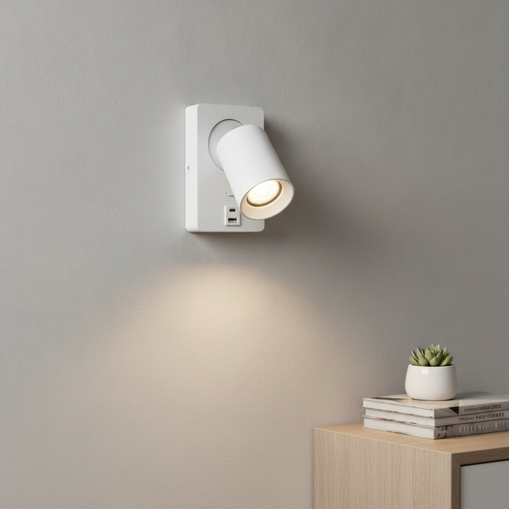 Lampe de chevet Megano USB blanc avec USB-A et USB-C