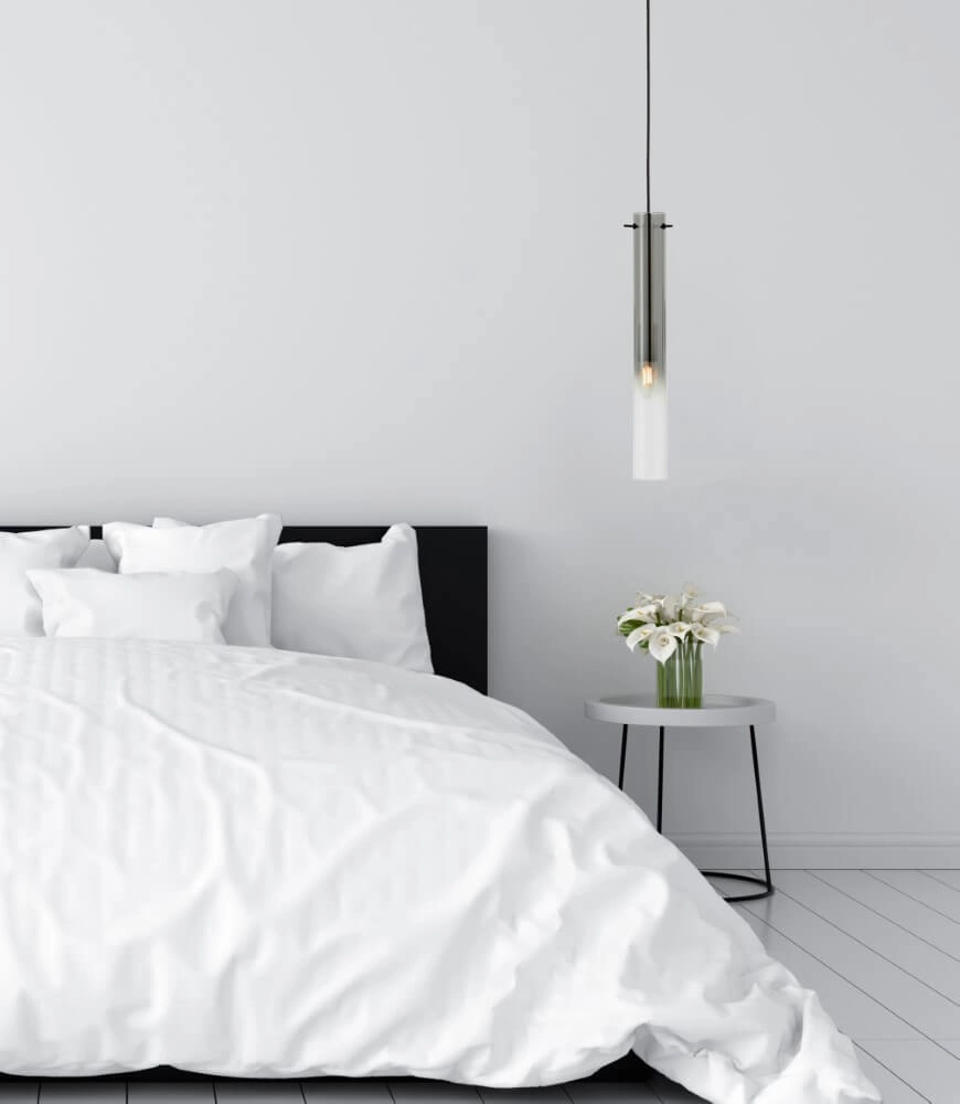 Lampe suspendue Glasini noir avec verre fumé Brilliant 4004353429552