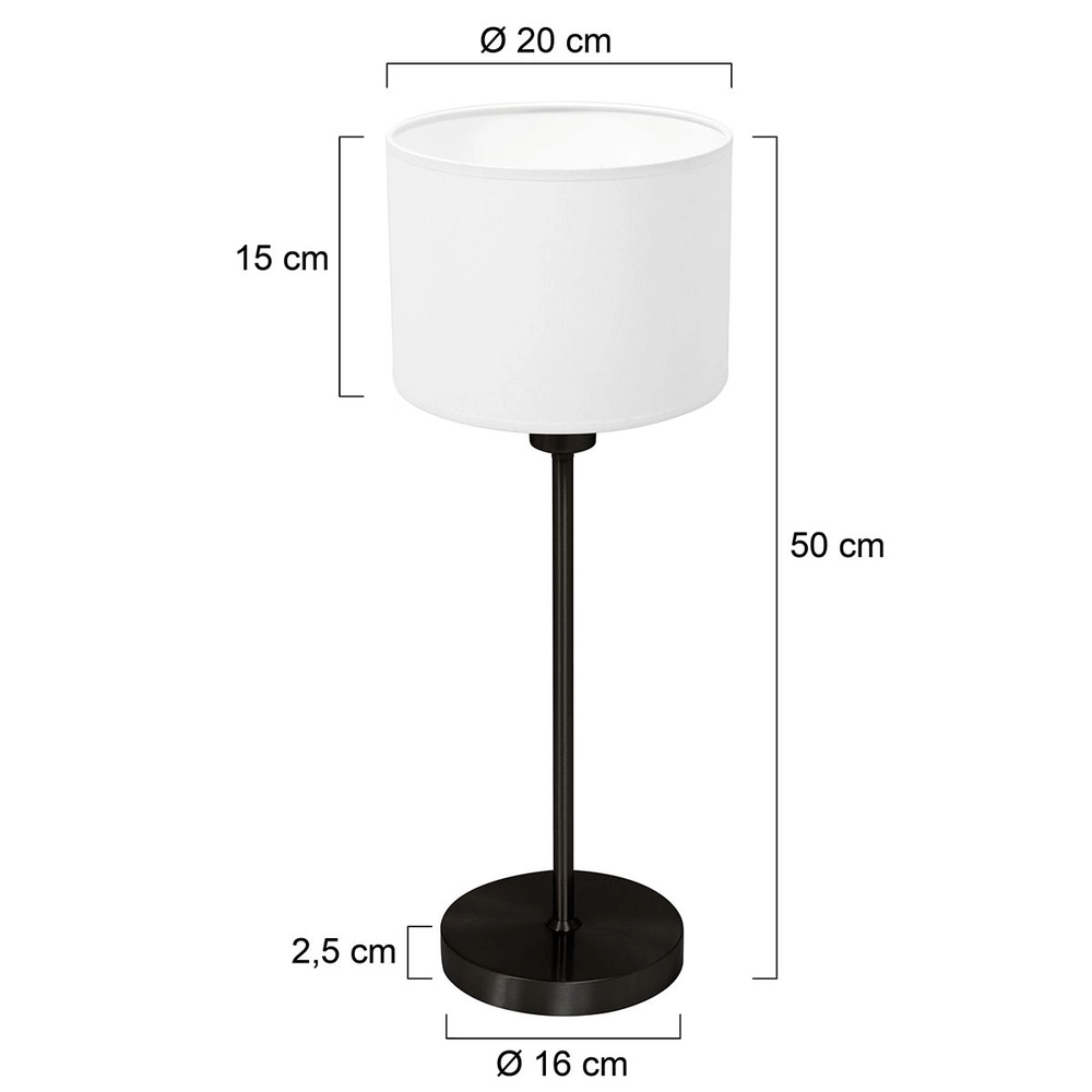 Lampe de table noire Noor avec capot blanc Steinhauer 8712746182132