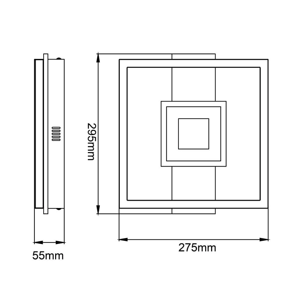 Plafonnier Baldo carré noir avec bois Brilliant 4004353420030