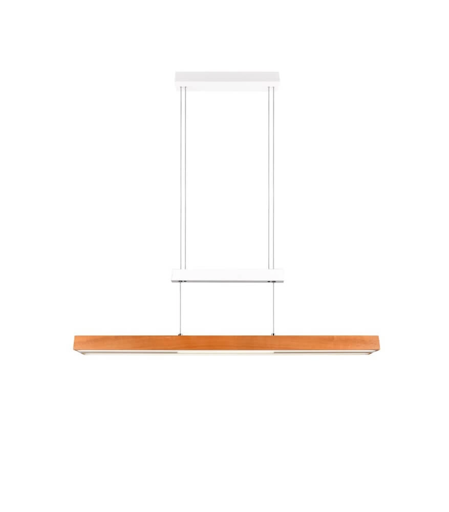 Lampe suspendue de bureau Trajan avec aspect bois et blanc Trio 4017807613018