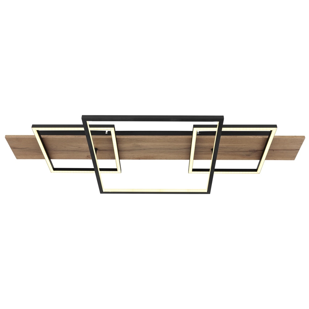 Lampe de plafond à design Vanni noir avec un aspect bois 95 cm Globo 9007371454082