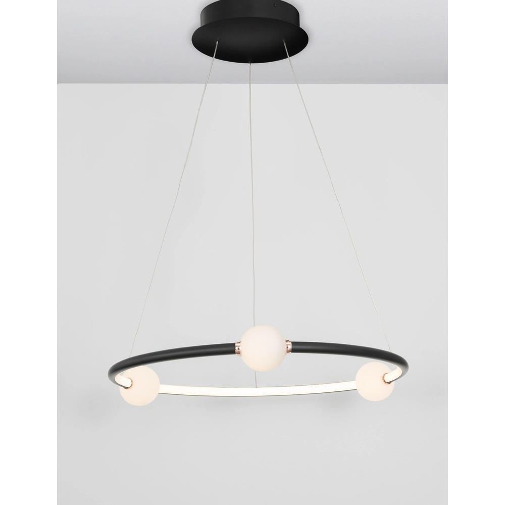 Suspension Celia noir avec blanc rond horizontal