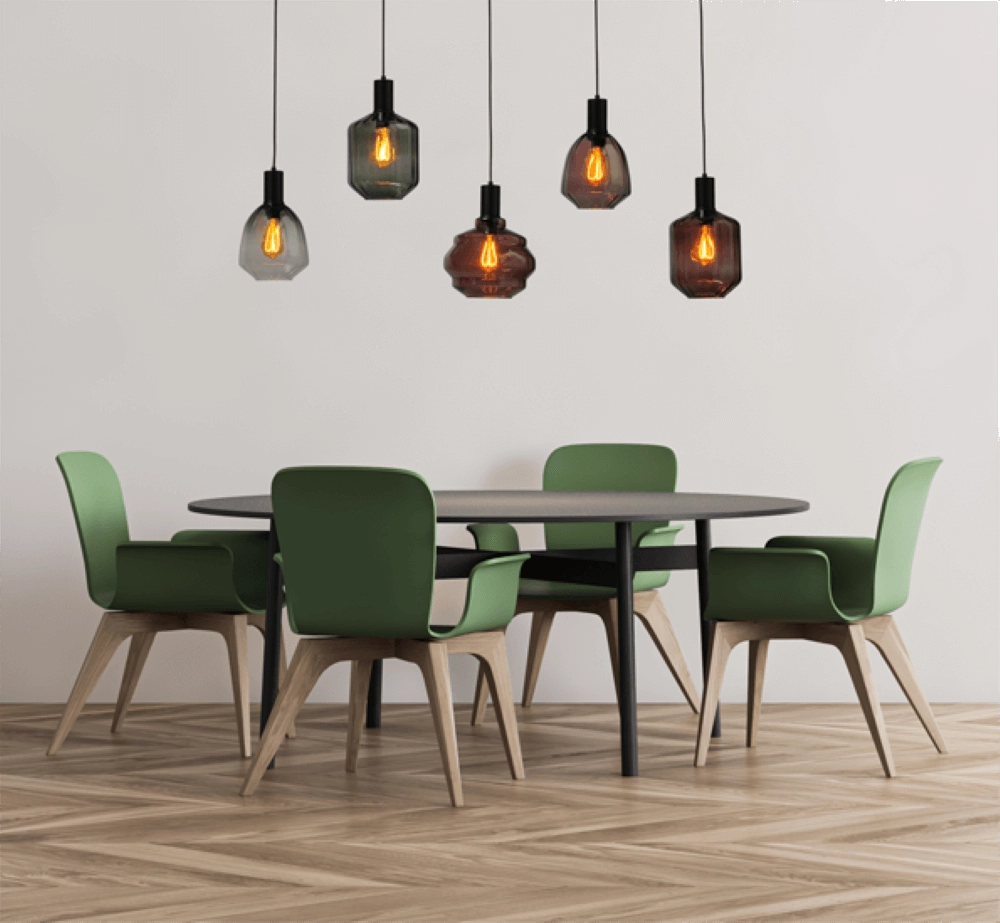 Lampe suspendue 5 lumières - noire - Porto avec des lunettes différentes Masterlight 8718121270388