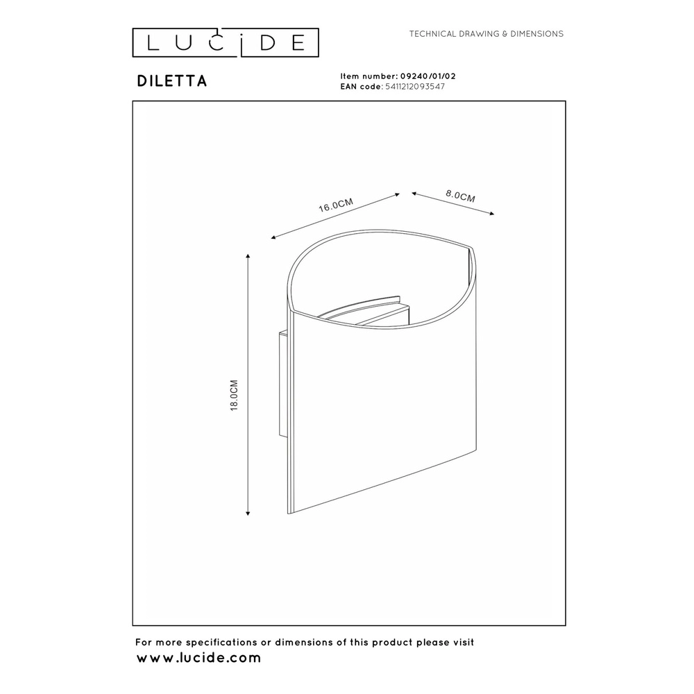 Lampe murale de conception Diletta Or Lucide 5411212093547