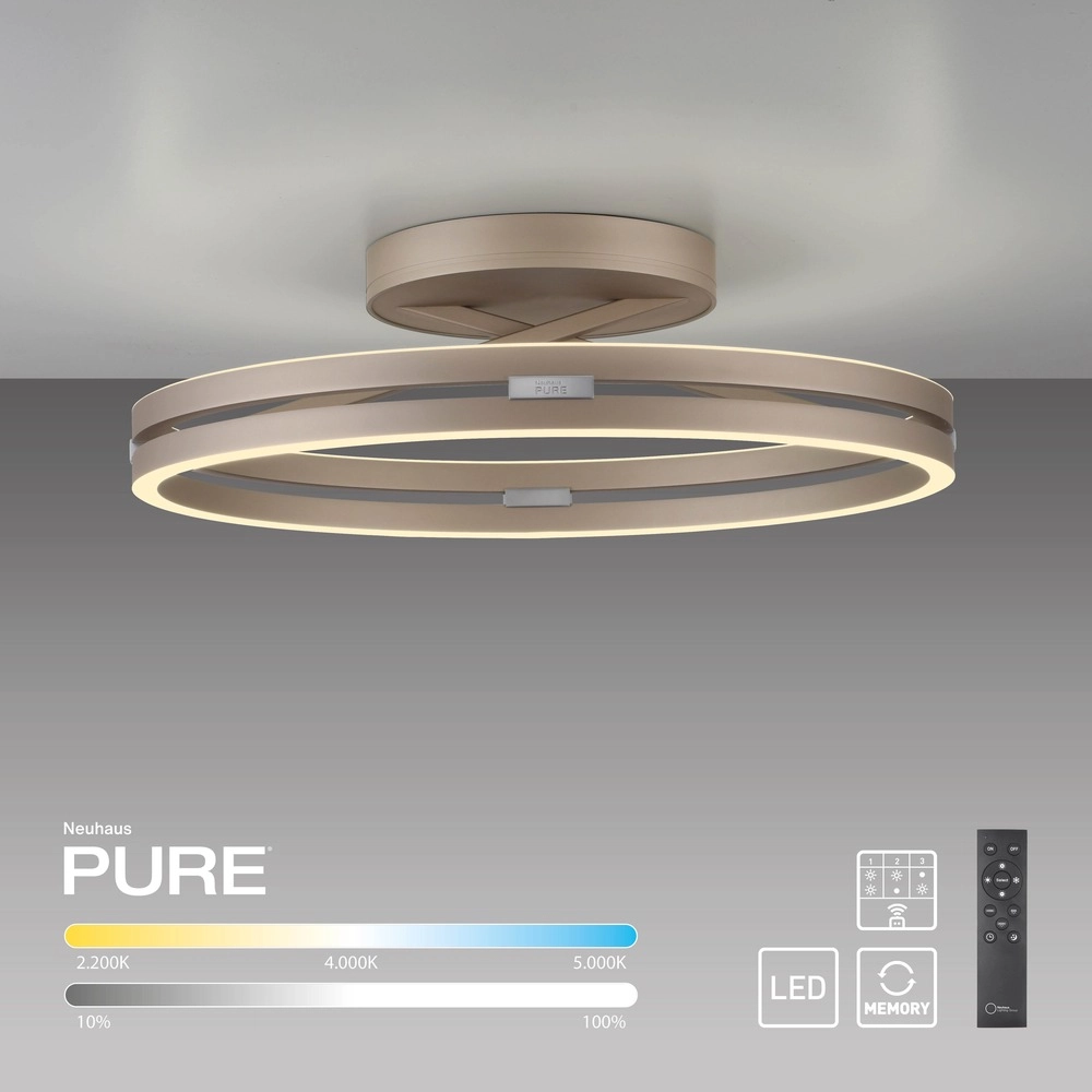 Lumière LED de plafond Pure Loop Ø 60 cm - bronce Paul Neuhaus 4012248398340
