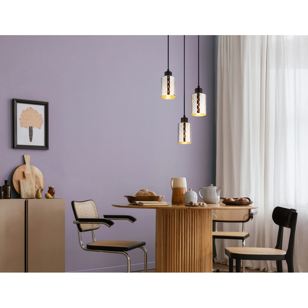 Lampe pendante de conception Alonso Projectile noire à 3 lumières Globo 9007371578252