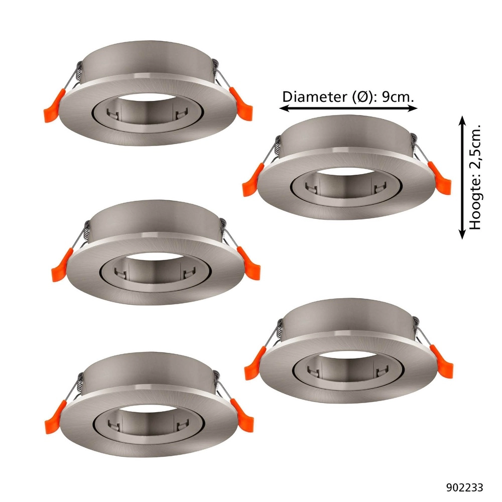 Lot de 5 spots encastrés Barranco nickel Ø 9cm Eglo 9008606359141