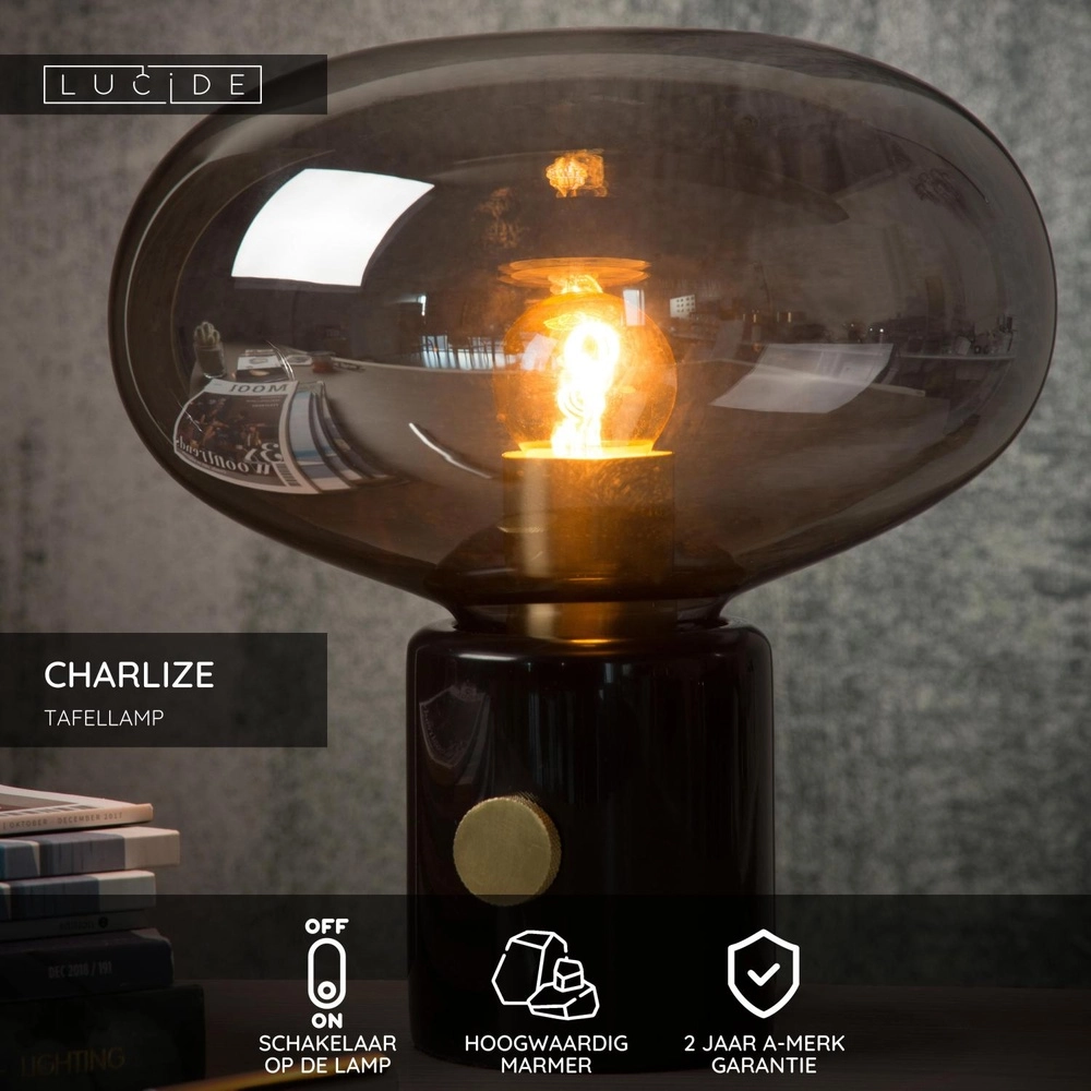 Lampe de table de conception Charlize Ø 23cm noir Lucide 5411212031006