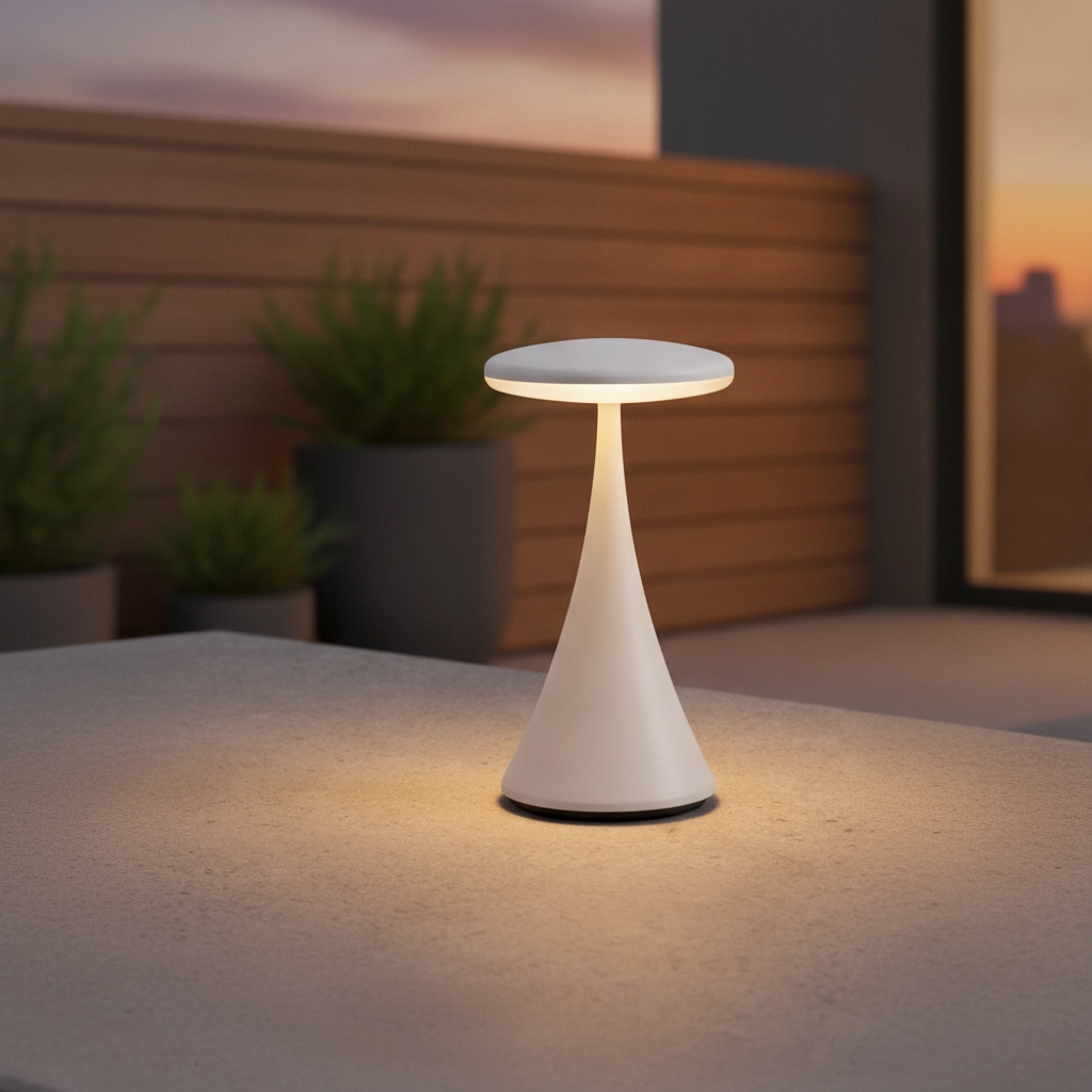 Lampe de table Elbo blanc rechargeable avec USB