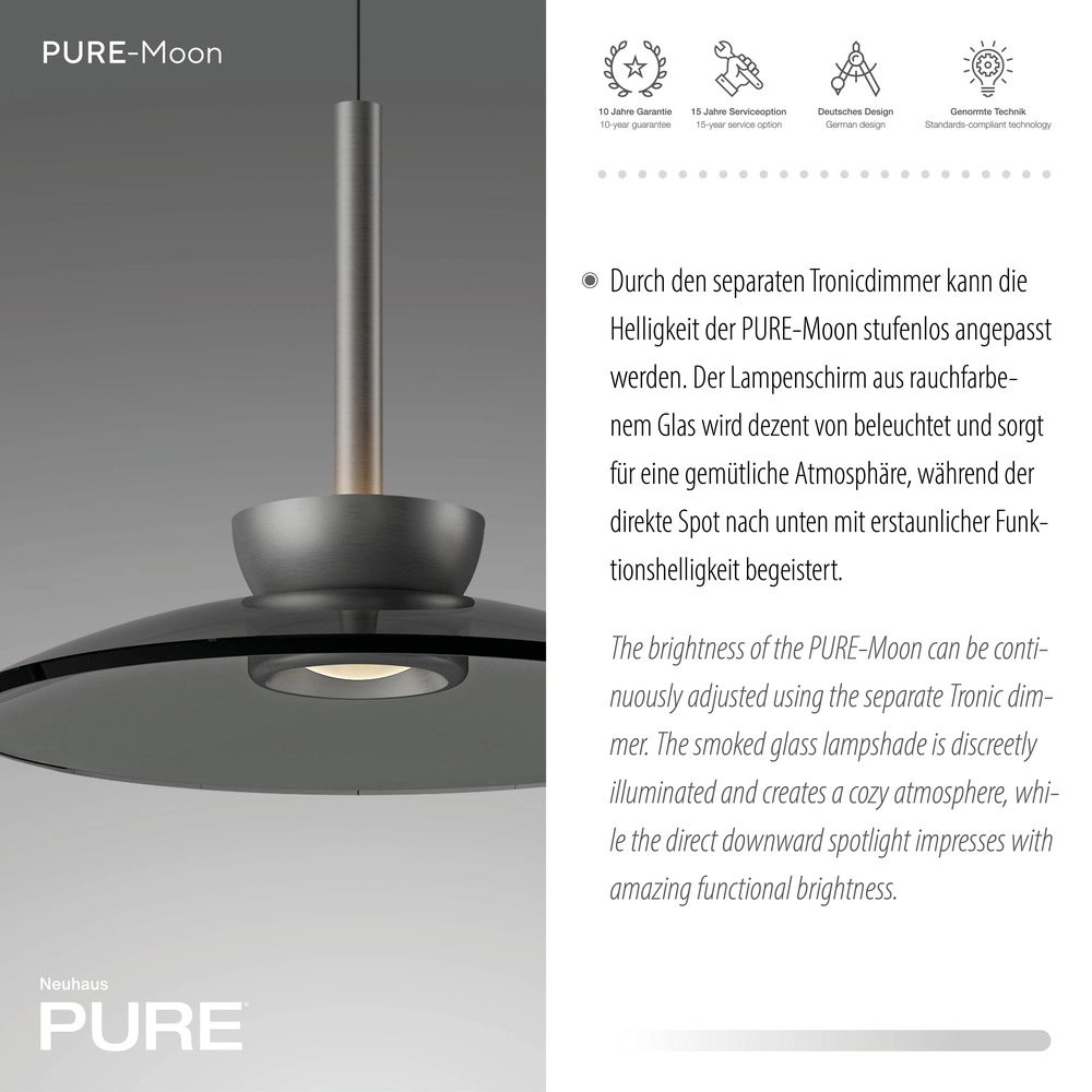 Lampe pendante Ø 32cm Pure Moon avec du verre fumé Paul Neuhaus 4012248386293
