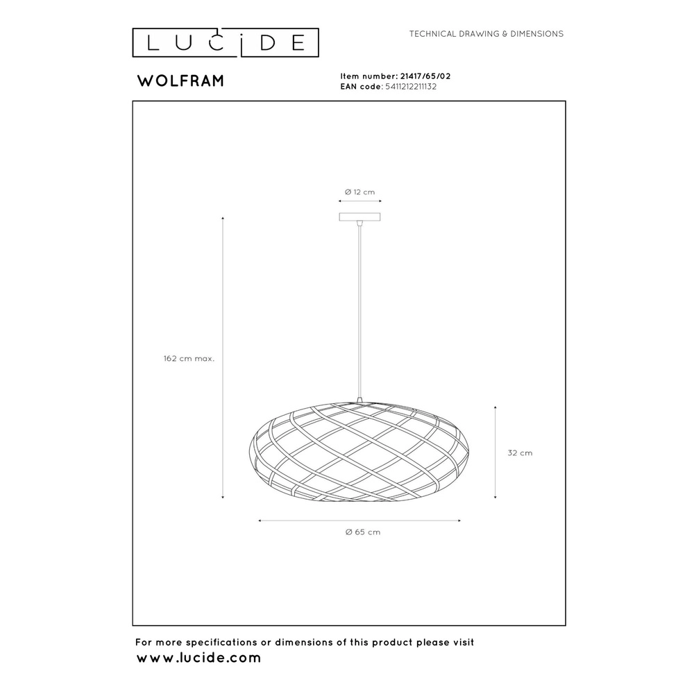 Lampe suspendue Wolfram Ø 65 cm d’or Lucide 5411212211132