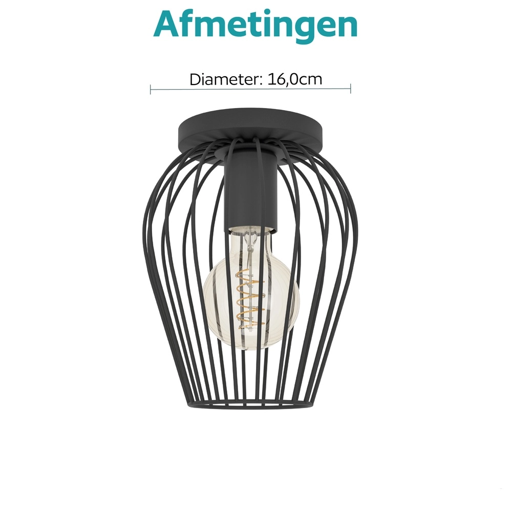 Lampe de plafond en fil de fer Newtown Ø 16cm - noir Eglo 9002759307790