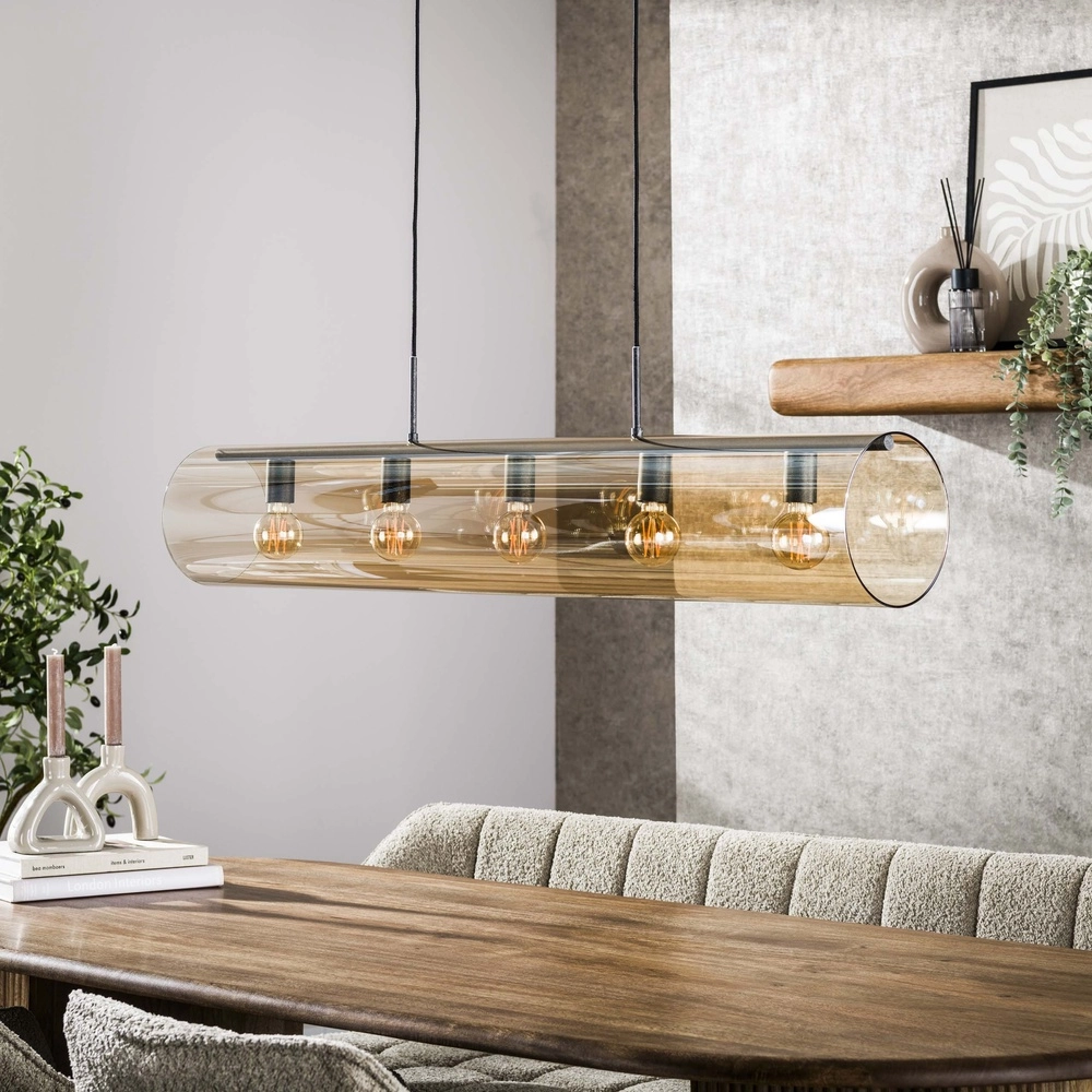Lampe suspendue en verre Tube 120 cm - verre ambré Lyora 8716803511774
