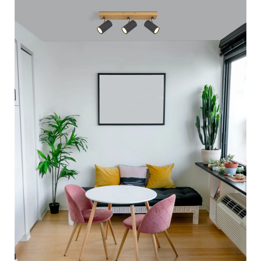 Lampe de plafond à 3 lampes Robby bois Globo 9007371442522