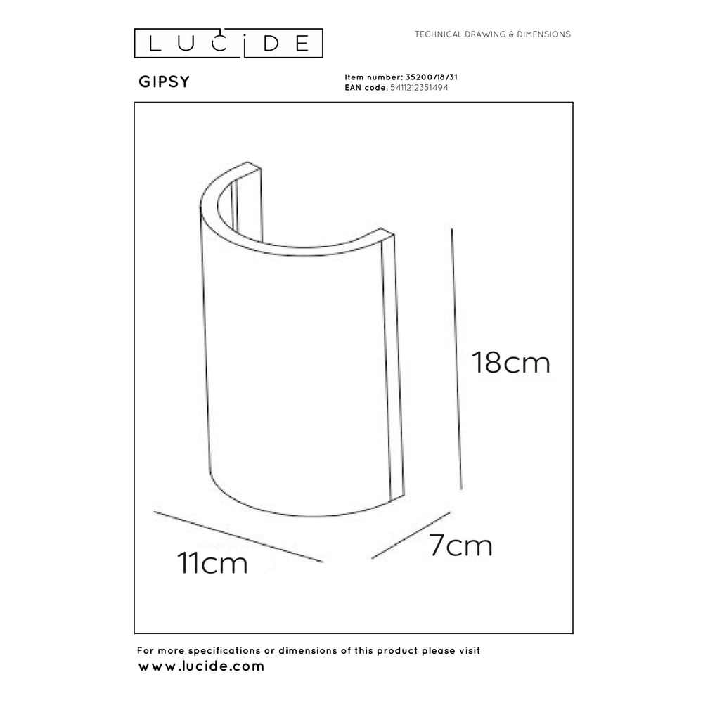 Lampe murale Gipsy Blanc Lucide 5411212351494