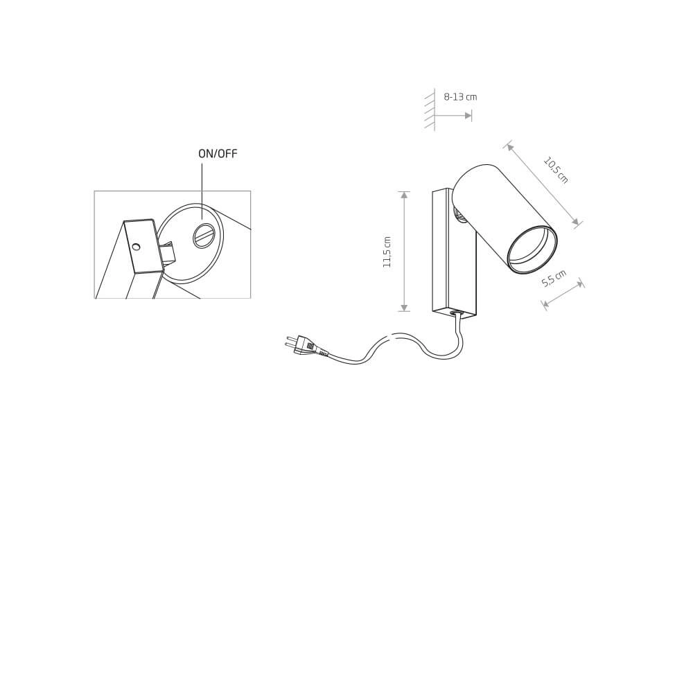 Lampe de lecture dorée Mono avec prise Lyora 5903139778190