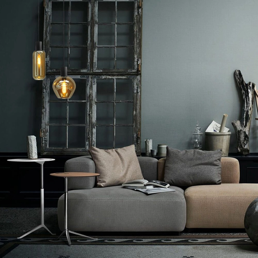 Lampe suspendue noire Bounty avec verre rond Masterlight 8718121248431