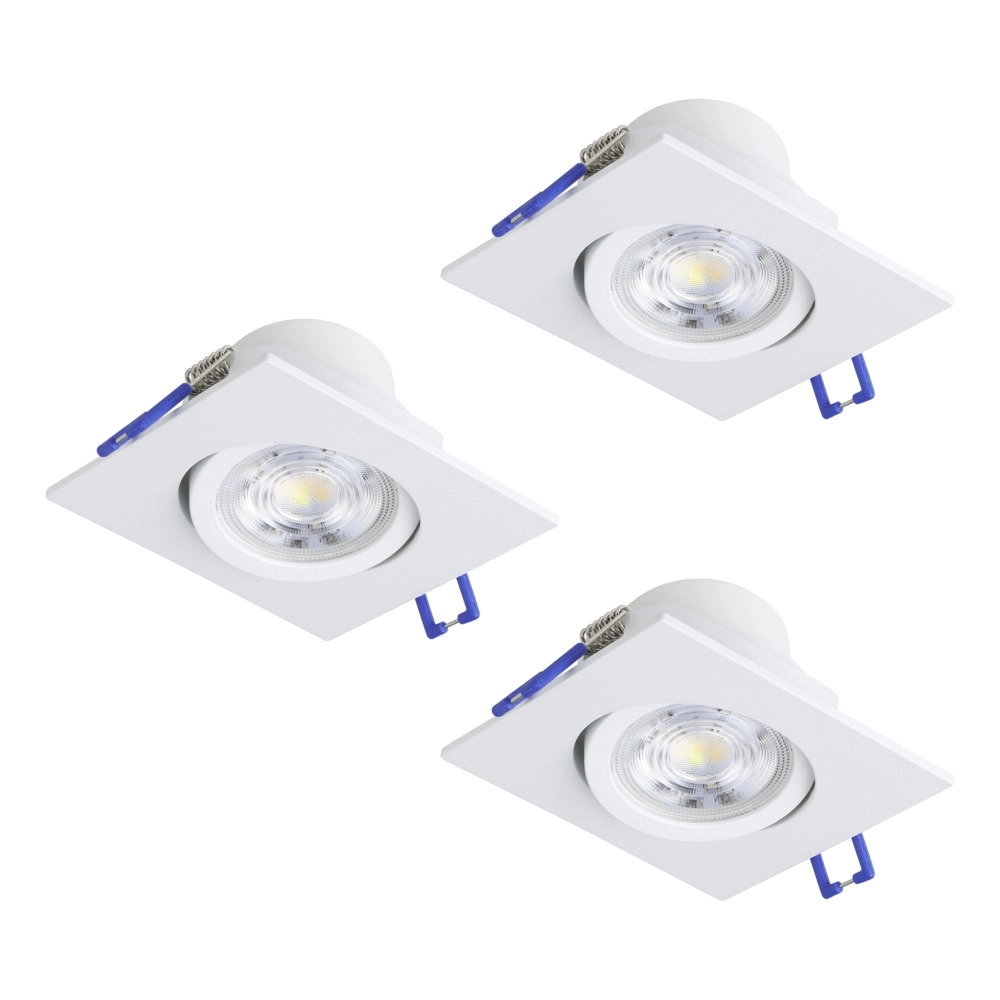 Lot de 3 spots encastrés Saliceto carré blanc Lot de 3 spots encastrés Saliceto carré blanc