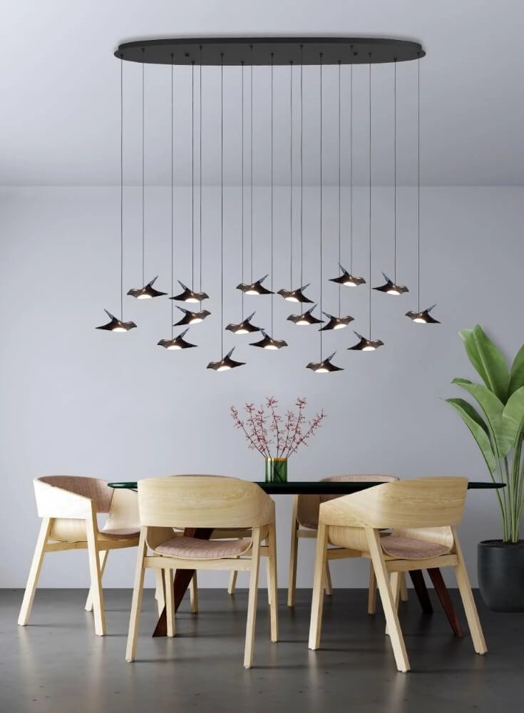 Lampe suspendue Paratebueno rectangulaire avec des oiseaux Stars of Light 9008606270651