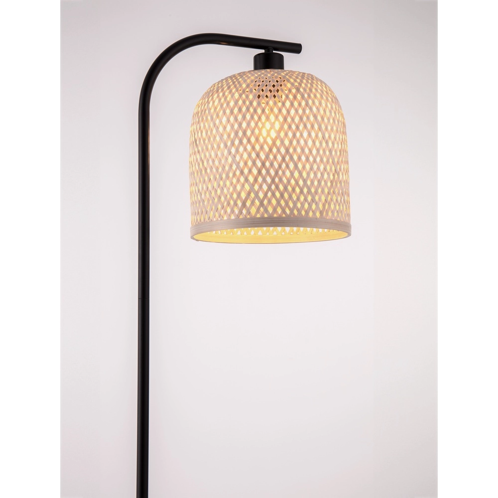 Lampadaire Intra noir avec capuchon en bambou Lyora 5212017454836