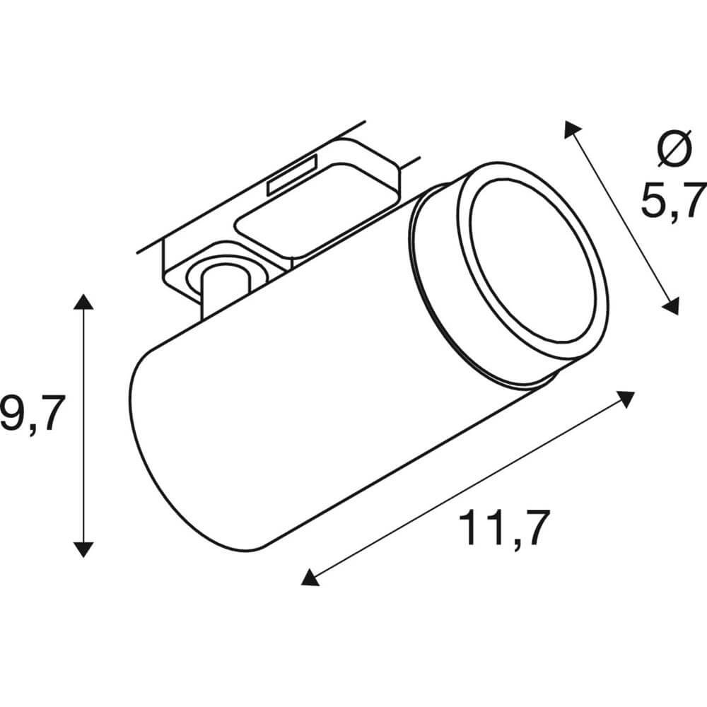 Spot ferroviaire Grip! L Noir 3 phases SLV 4024163295970