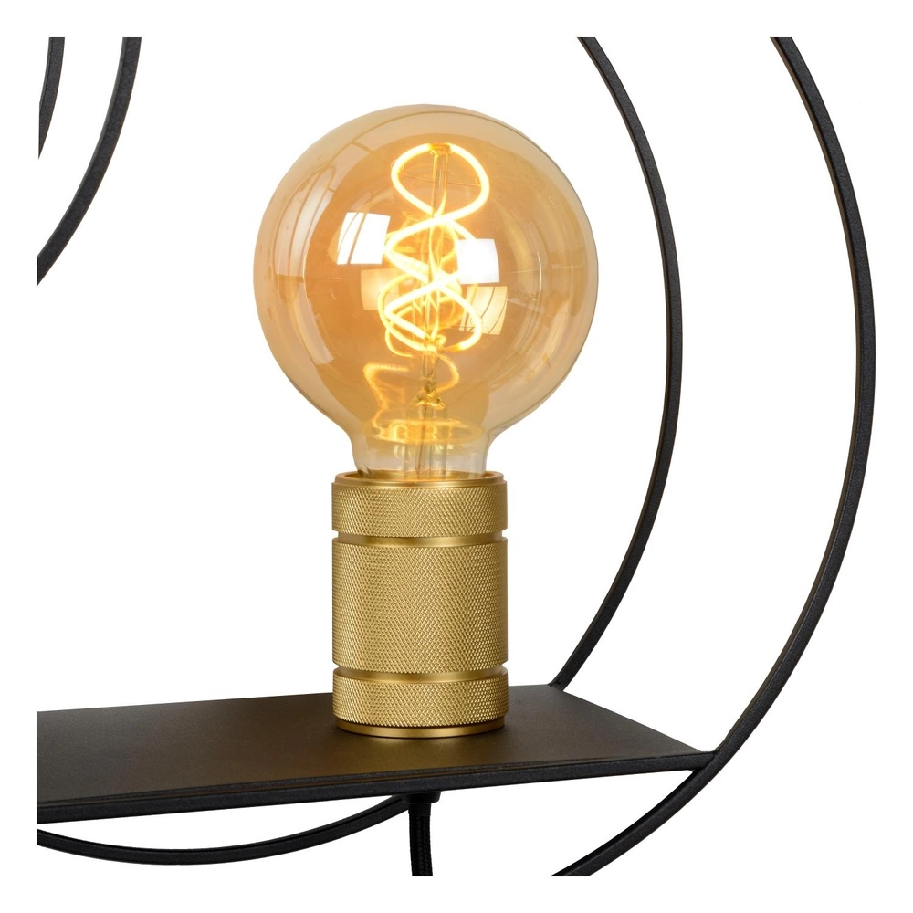 Lampe murale unique Circle noir avec des étagères Lucide 5411212211408