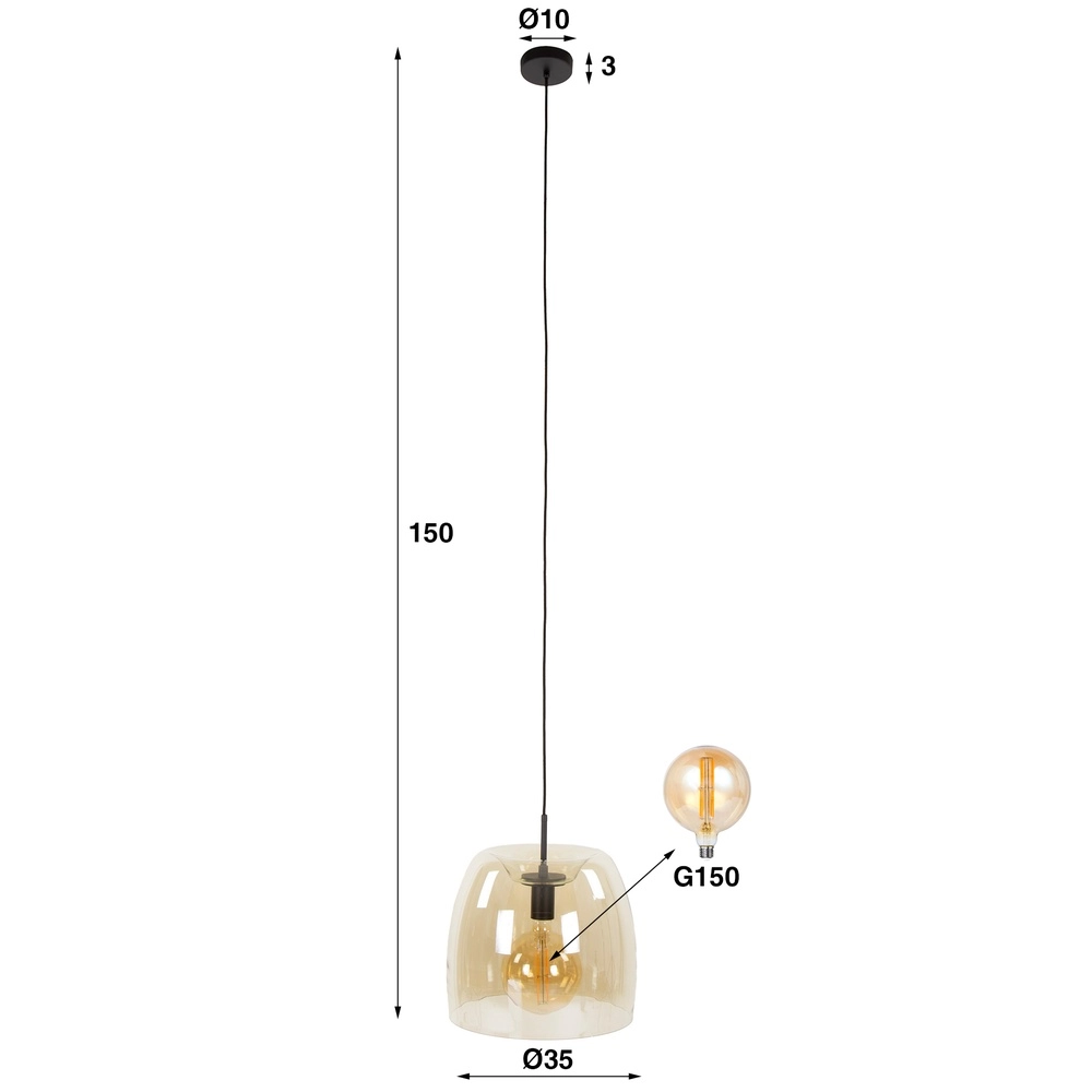 Lampe suspendue en verre Drift Ø 35cm - verre ambré Lyora 8716803512689