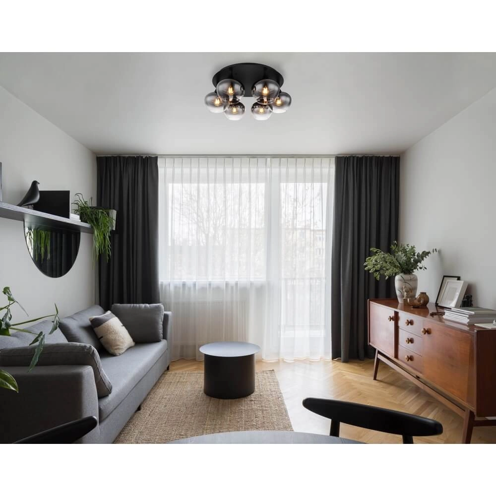 Plafonnier noir Maxy 6 lumières Ø 65cm Globo 9007371435395