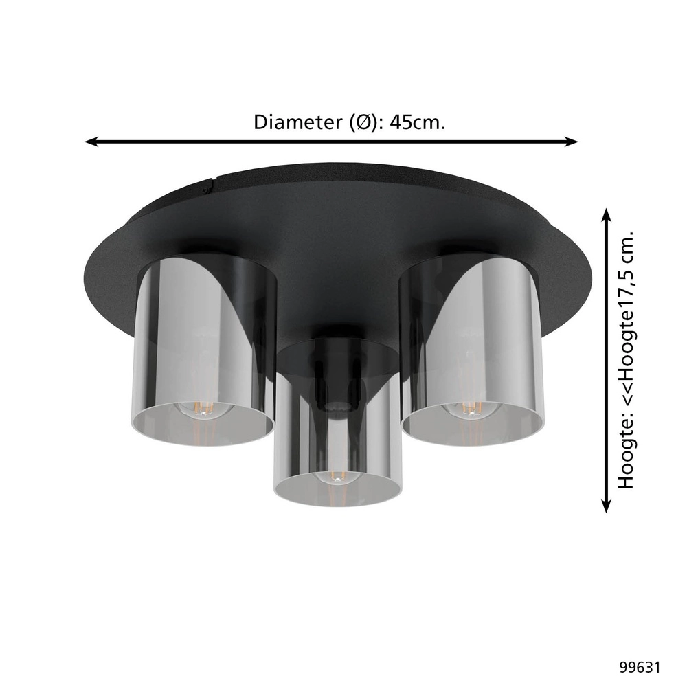 Lampe de plafond Gorosiba 1 Ø 45cm - avec verre fumé Eglo 9002759996314