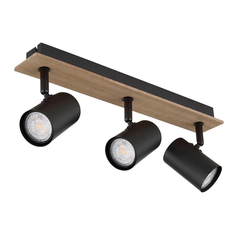 Lampe de plafond Linca 3-noir clair avec bois Globo 9007371455942