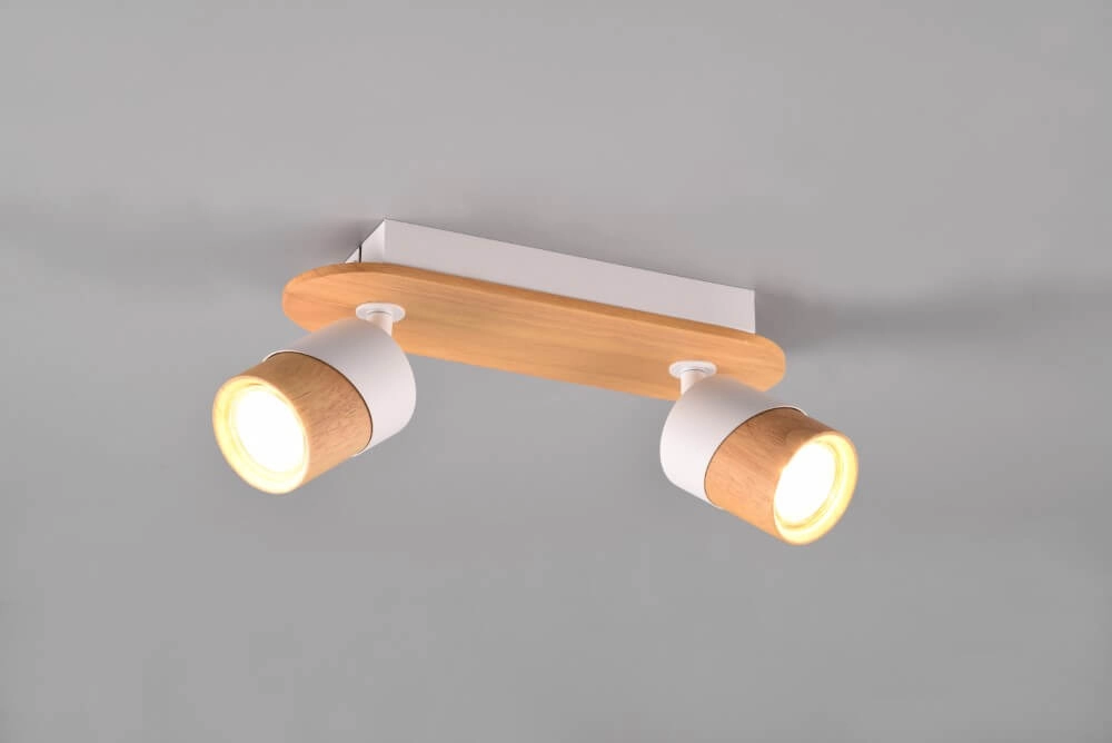 Plafonnier bois et blanc Aruni 2 lumières Trio 4017807562316