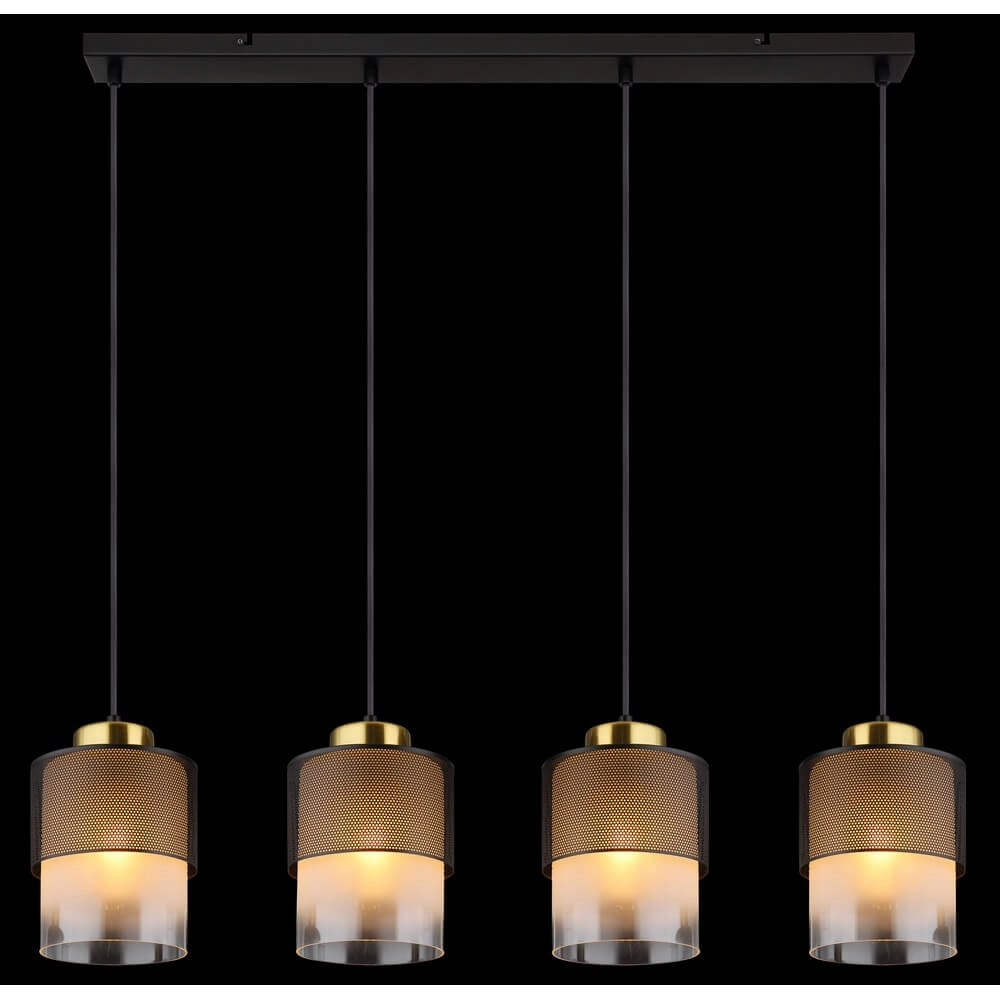 Suspension Olga 4 lumières noires avec maille Globo 9007371455485