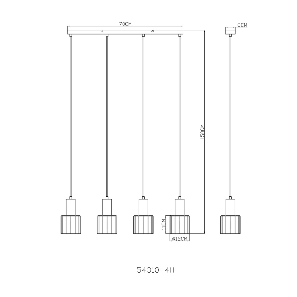 Lampe suspendue Walton Café marron 4 clairs Globo 9007371586189