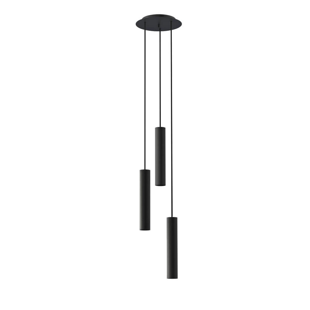 Lampe suspendue noire Baton 3 lumières Lyora 5903139785693