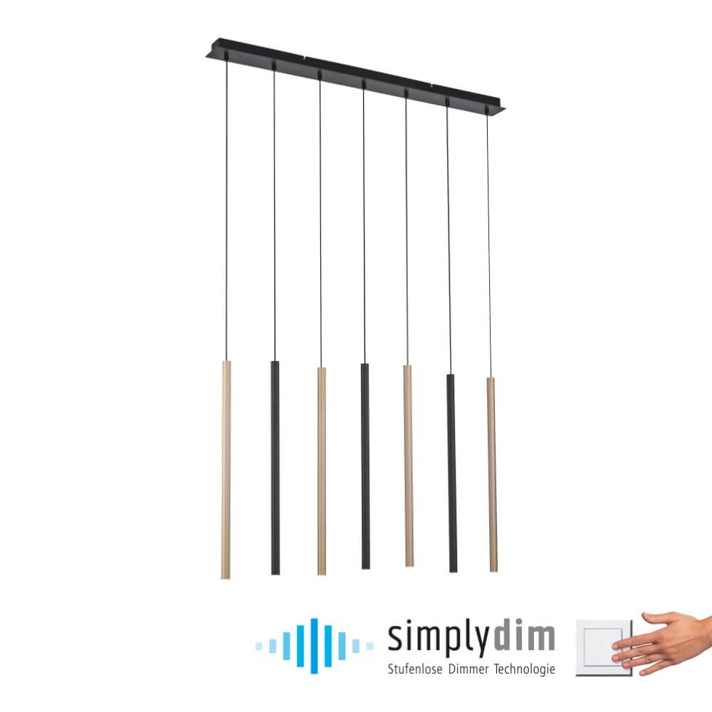 Lampe suspendue unique Flute 7 lumières Paul Neuhaus 4012248374771