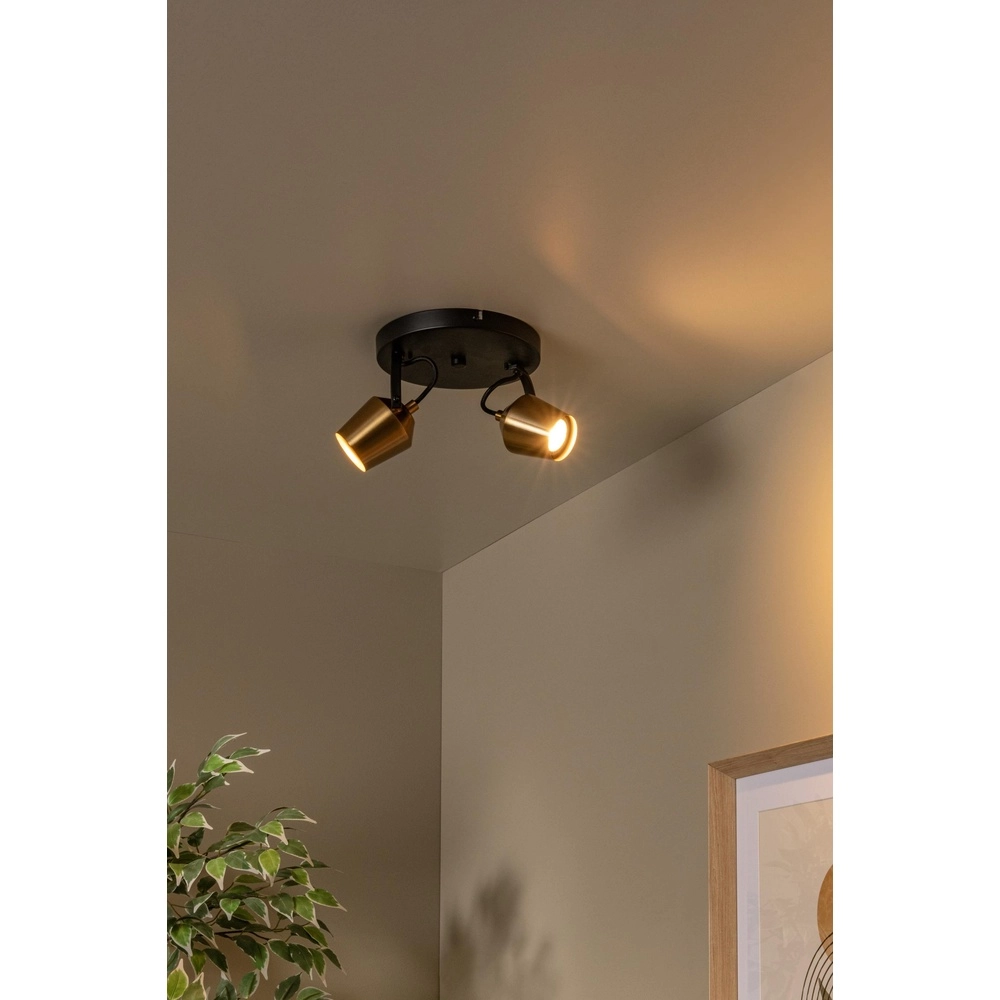 Lampe de plafond à deux lumières Emile noir avec or Lucide 5411212510082
