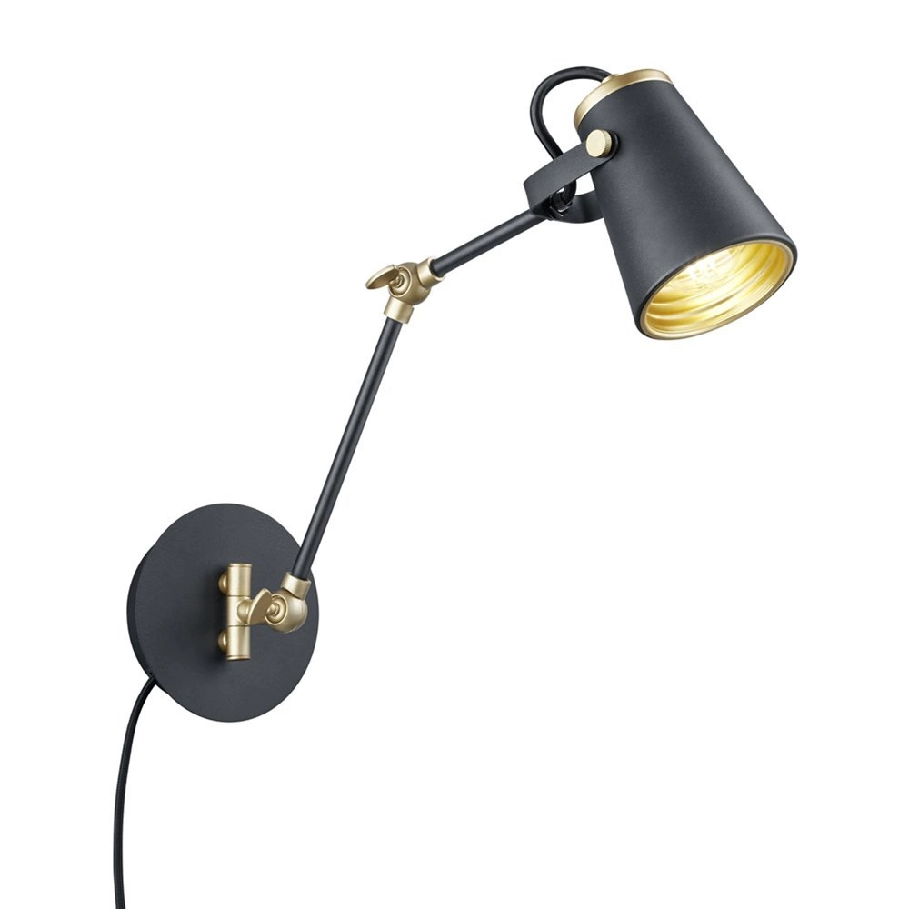 Lampe de lecture Edward noir avec de l'or Lampe de lecture Edward noir avec de l'or