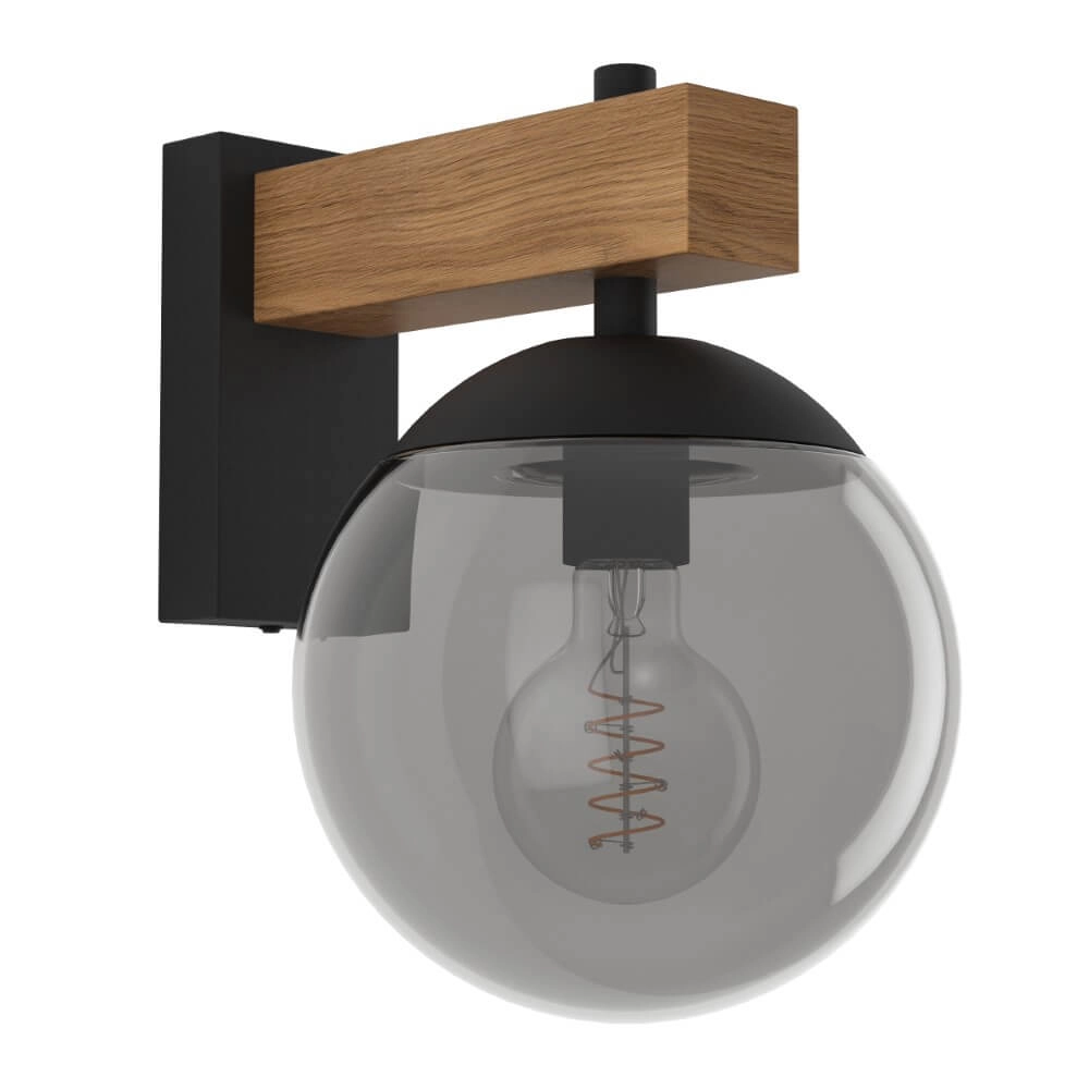 Lampe d'extérieur à ampoule Bufalata Bois avec verre fumé Lampe d'extérieur à ampoule Bufalata Bois avec verre fumé