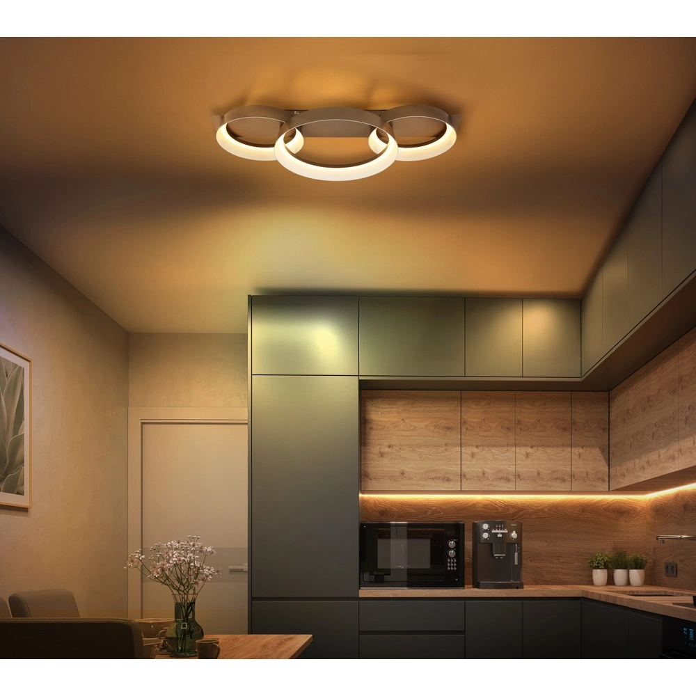 Lampe de plafond élégante Syrakus Café brun 3 anneaux Globo 9007371576081