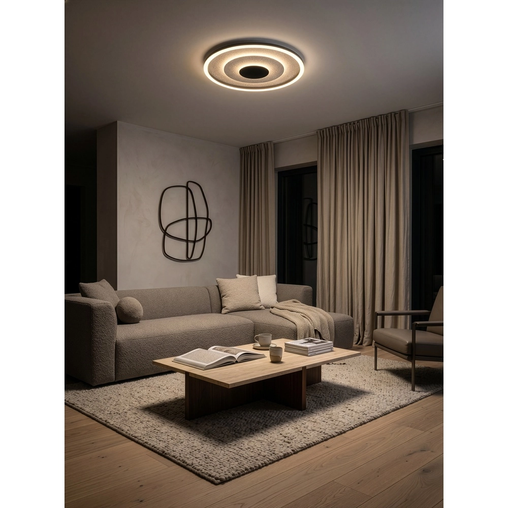 Lampe de plafond Yomo Rond noir Trio 4017807704457