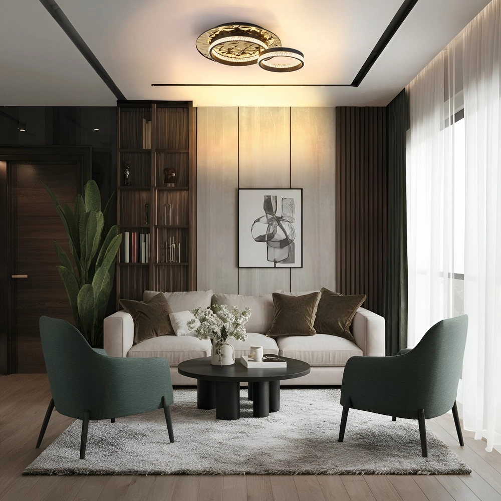 Lampe de plafond à design Della Ii noir avec or Globo 9007371575190