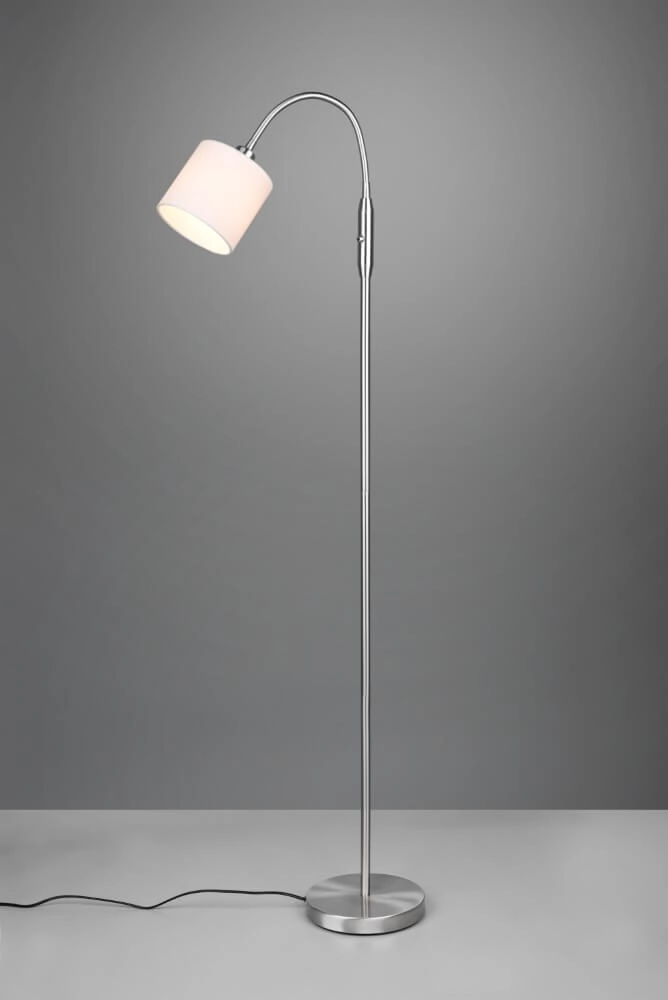 Lampadaire Tommy 130cm en acier inoxydable avec du blanc Trio 4017807502930