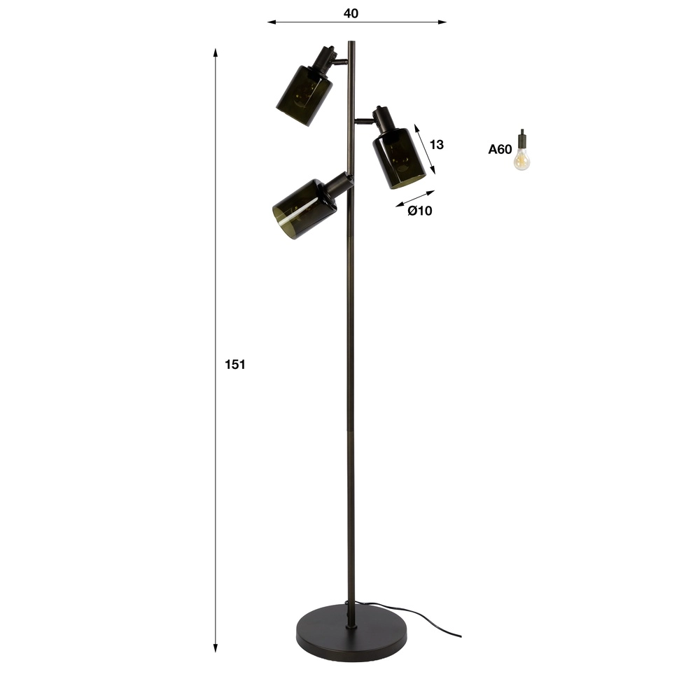 Lampe de pied Sepiora Sienna Brown 3-Lights Lyora 8716803515260