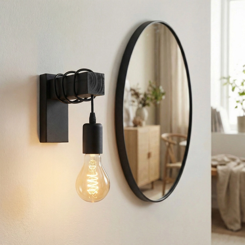 Lampe murale de campagne Townshend Bois noir Eglo 9002759307387