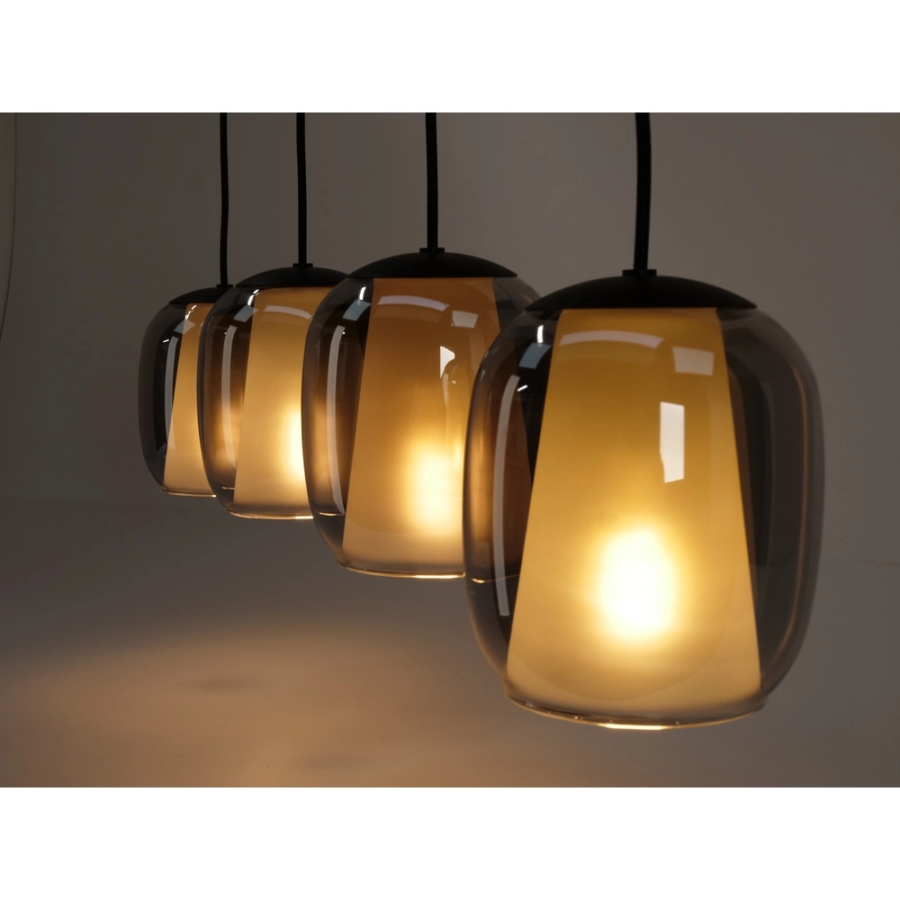 Lampe pendante de table à manger Ciampino 4L - verre dépoli fumé Eglo 9008606312726