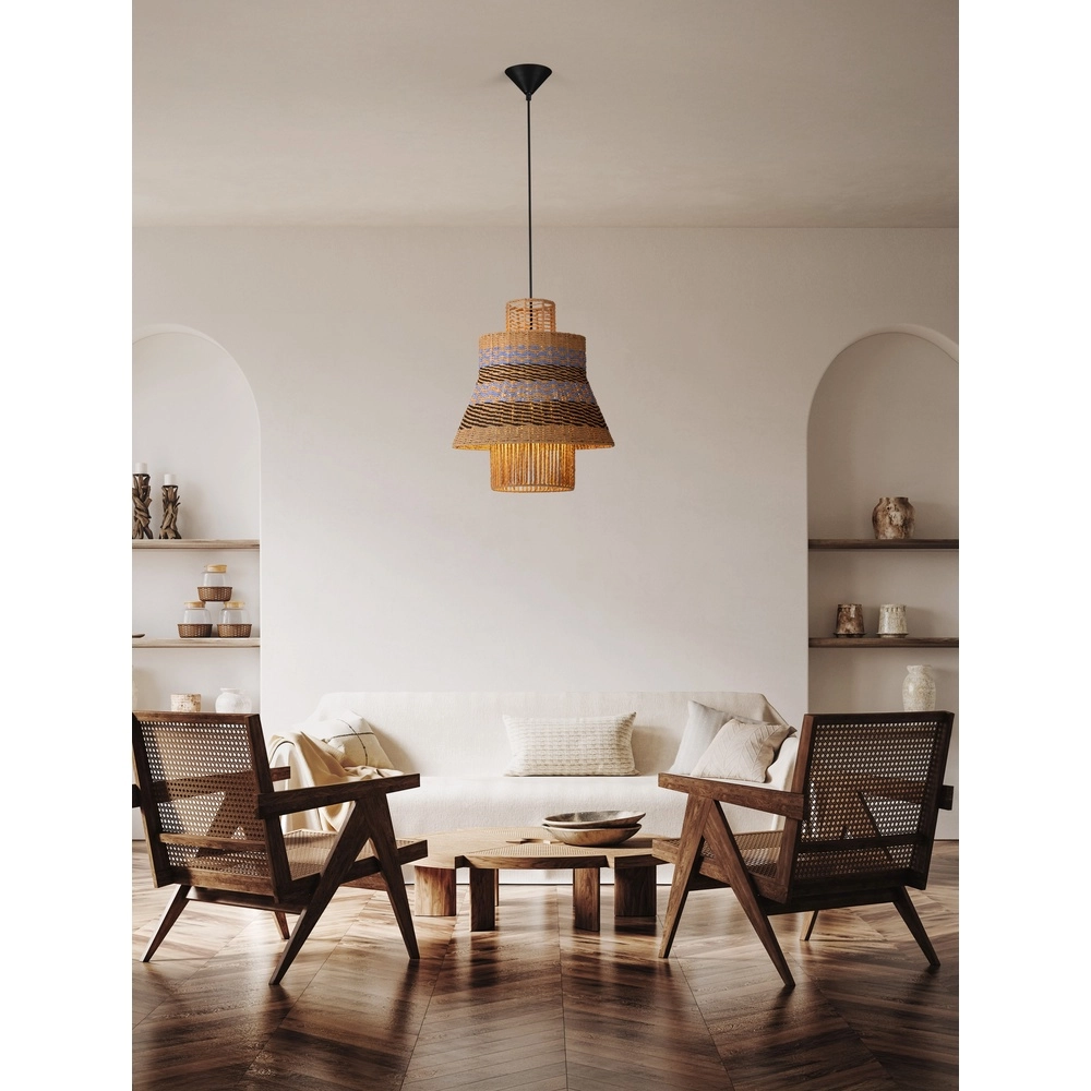 Suspension en rotin Mande bleu avec marron Lyora 5212017477354