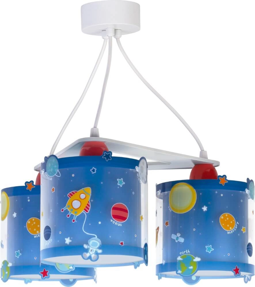 Lampe suspendue chambre d'enfant Planets 3-bleu clair