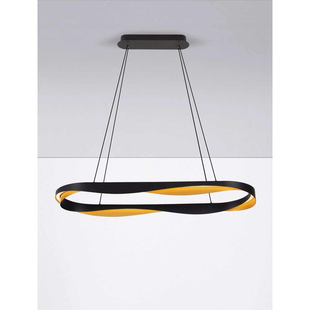 Suspension Radon Ø 100cm noir avec or
