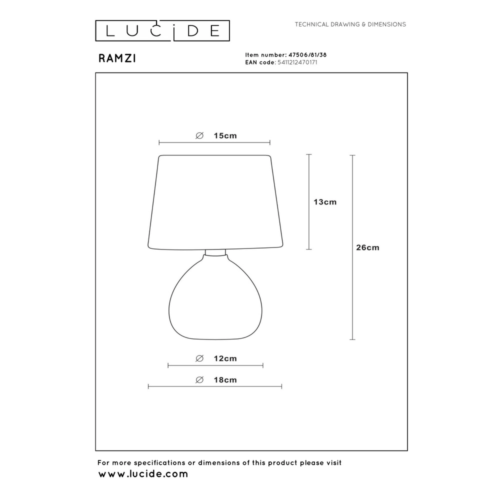 Lampe de table Ramzi brun sable Lucide 5411212470171